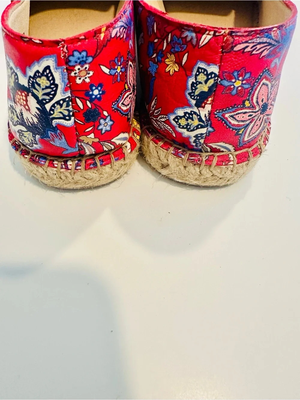 Talbots Red Floral Espadrille Loafers with Buckle Accent